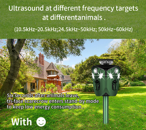 2025 360 ° động vật năng lượng mặt trời <span class=keywords><strong>Repeller</strong></span> 3 mặt siêu âm quốc phòng cho khu vườn - Product Image 4