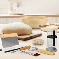 Outils de pâtisserie de cuisson au levain Kit de démarrage de pain pour Banneton Basket Set Fermentation Bowl Scoring Lame Metal Scraper for Perfect