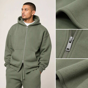 <span class=keywords><strong>Felpa</strong></span> con Zip Integrale Personalizzata di Lusso per Uomo, in Pile Pesante 420gsm, Oversize, Stile Vintage Streetwear - Product Image 1