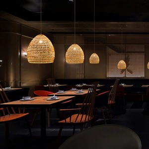 โคมไฟระย้าหวายสไตล์ญี่ปุ่นไฟ LED ทรงกลมหัวเดียวสำหรับห้องนั่งเล่นห้องนอนห้องอ่านหนังสือพื้นที่ทาทามิ - Product Image 2