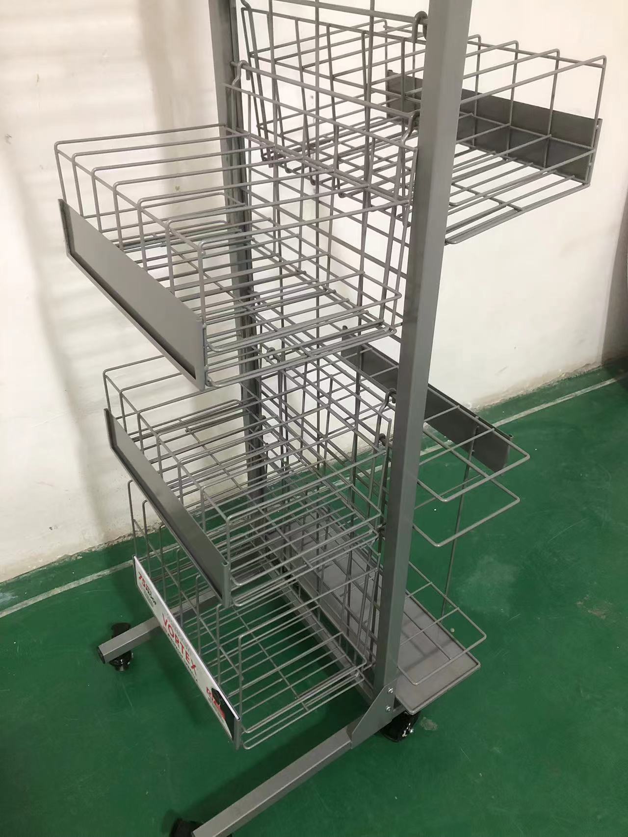 Advertising Umbrella Metal Floor Standing Display Rack Double-sided Iron Wire Basket Shelf Wheels for Supermarkets Retail Shops — view 6