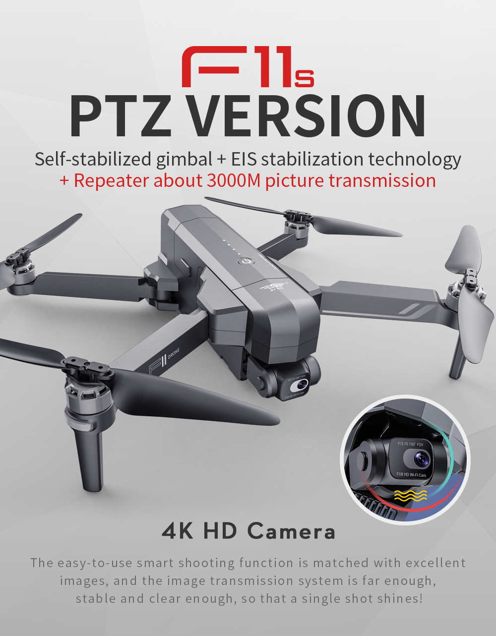 SJRC F11 F11s 4K Pro Drone 3KM PTZ Version True 4K Camera GPS Drone 2-axis Gimbal 5G WIFI FPV Brushless Professional RC Dron RTF