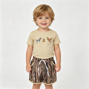 En stock: Conjuntos de verano de camuflaje con bordados de perro, ciervo y pato para niños y niñas, ropa de caza al por mayor, ropa de boutique para hermanos, precio de fábrica. - Product Image 6