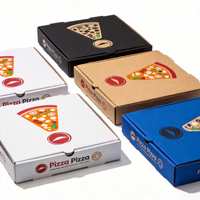 Boîte à pizza en carton blanc personnalisée, écologique, design Firenldy avec gaufrage, laminage mat, revêtement UV pour emballage papier