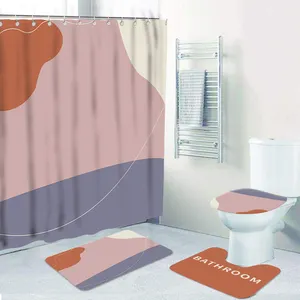 CF BS197 Sell well 4 PCS Shower Curtain Set Wholesale Custom Printing High Quality Fashional bathroom shower curtain sets