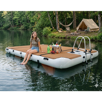 Plateforme flottante gonflable Drop Stitch robuste avec tapis en EVA imitation teck pour protection d'amarrage de yacht et jet ski