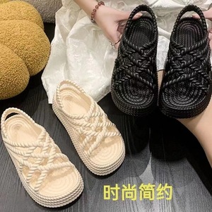 Sandalias Romanas Florales de Verano de Alta Calidad para Mujer, Nuevo Diseño, Estilo Hada, Plataforma Gruesa, Versátiles, Zapatos de Playa - Product Image 3