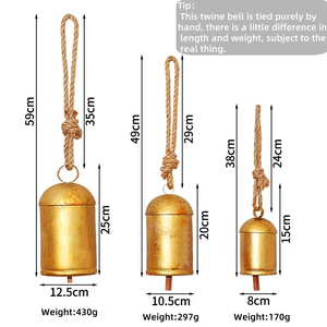 Campanas de Viento Vintage al por Mayor, Estilo Sepia, de Latón y Aleación de Hierro, Decoración Navideña para Colgar en la Puerta, Juego de Campanas de Hilo Plateadas - Product Image 2