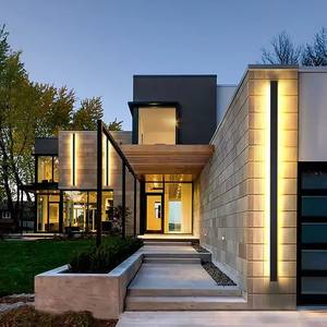 Decoración tira larga luz de pared impermeable jardín patio negro Led Simple rectángulo lámparas de pared al aire libre - Product Image 2