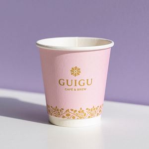 แก้วกาแฟกระดาษแบบใช้แล้วทิ้ง ผนังเดี่ยว/สองชั้น สีชมพูทอง พร้อมฝาปิด พิมพ์โลโก้ตามสั่ง เป็นมิตรต่อสิ่งแวดล้อม - Product Image 3