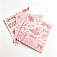 Autocollants transparents décoratifs mignons et kawaii personnalisés Jinyu, feuilles d'autocollants découpés à la forme, autocollants de dessins animés