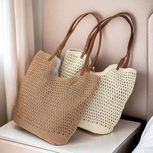 HKZB Nouveauté Sac en paille grande capacité pour femmes Décontracté Polyvalent Artistique Sac bandoulière Sac à main Idéal pour les vacances à la plage - Product Image 6