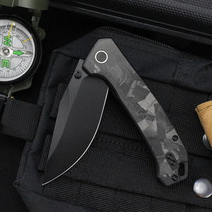 Thép Đen Pvd Tráng Edc Dao Chiến Thuật Nhỏ Gấp Túi Dao Sợi Carbon Xử Lý Cho Ngoài Trời Survival DIY OEM Cắm Trại - Product Image 5