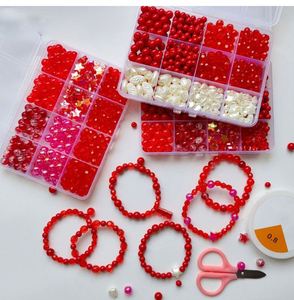 Cuentas de Plástico para Hacer Pulseras, Estilo Colorido, Caja de 12 Compartimentos, Cuentas Rojas y Perlas, 2024 - Product Image 2