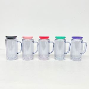 12oz 16oz Pre Drilled <b>Double</b> <b>Wall</b> Snow Globe Glitter Plastic Acrylic Cup Coffee Mug Tumbler with Hole Plug Handle - Product Image 2