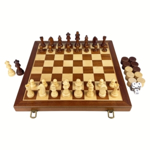 <span class=keywords><strong>Jeu</strong></span> de société 3 en 1 de luxe, échecs, backgammon, dames, pour adultes et enfants, portable, pliable, magnétique, plateau en bois massif de haute qualité - Product Image 5