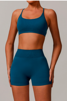 Nouvel ensemble de sport personnalisé 2026 avec logo : Soutien-gorge de sport, débardeur court et short taille haute pour femme – Idéal pour la gym, la course et le yoga