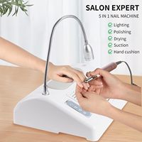 Machine à ongles multifonctionnelle 5 en 1 : perceuse électrique, polisseuse, lampe UV LED, séchoir à gel et dépoussiéreur d'ongles, en plastique, pour salon