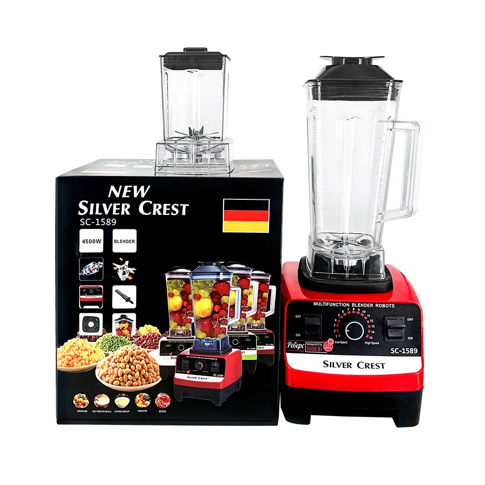 2 In 1 Blender Double Cup 4500W Strong Power 2.5L Big Motor Silver Crest 2 Jar Blender For Home And Restaurant Use
