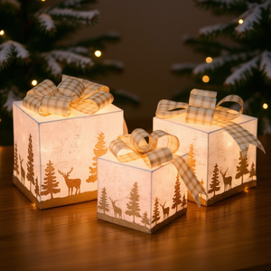 Lighted Christmas Gift Box Set 3 Pcs With Led <b>Lights</b> For Holiday Decoration Indoor Outdoor Use - Product Image 2