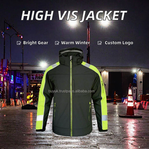 Veste d'hiver matelassée pour homme en mélange de coton avec bandes réfléchissantes, haute visibilité, personnalisable, vente en gros, super promotion - Product Image 2