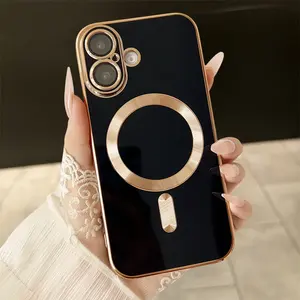 Funda Protectora para Teléfono con Recubrimiento de Esmalte de Color Suave para <span class=keywords><strong>iPhone</strong></span> 16 15 14 Plus 13 <span class=keywords><strong>12</strong></span> 11 Pro Max Transparente Magnética para Carga Inalámbrica - Product Image 1