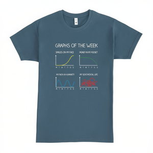 T-shirt Graphs Of The Week da uomo, blu, girocollo, promozionale - Product Image 1