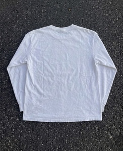 T-shirt à manches longues avec logo personnalisé, motif dessiné à la main, col rond, décontracté, tricoté, coupe classique, blanc pour homme - Product Image 3