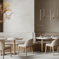 Sièges de stand incurvé demi-cercle de qualité supérieure chaises rondes en bois en cuir hôtel café restaurant avec ensemble de table canapé meubles stand