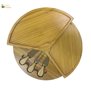 Tabla <span class=keywords><strong>de</strong></span> Quesos Grande <span class=keywords><strong>de</strong></span> Bambú con Juego <span class=keywords><strong>de</strong></span> Cuchillos, se Almacena Compactamente y se Abre hasta un Diámetro <span class=keywords><strong>de</strong></span> 14 Pulgadas para Quesos y Aperitivos - Product Image 3