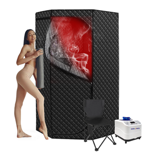 Tente de <span class=keywords><strong>sauna</strong></span> infrarouge moderne en acrylique de taille normale portable, <span class=keywords><strong>sauna</strong></span> infrarouge lointain pour une personne, pentagonal, avec coussin chauffant pour les pieds - Product Image 1