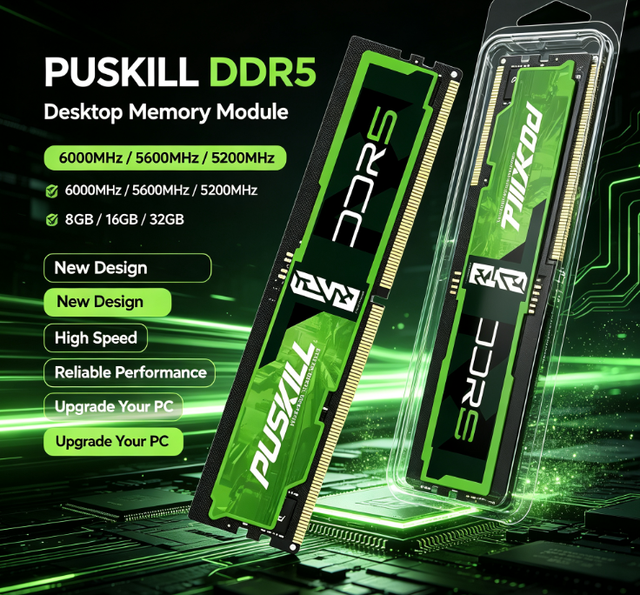 PUSKILL Desktop Memory Module DDR5 High Speed 5200MHz 5600MHz 6000MHz 8GB 16GB 32GB Optional for Gaming PC Desktop Upgrade