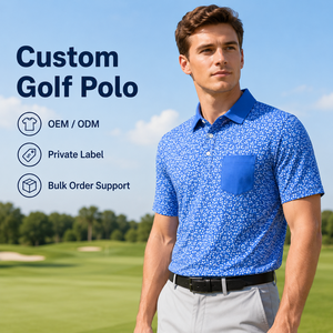 Polo de <span class=keywords><strong>Golf</strong></span> Personalizado Azul Brillante con Estampado de Puntos Pequeños en Poliéster y Spandex, Tallas XS-3XL, Camisetas Transpirables para Campo de <span class=keywords><strong>Golf</strong></span>, Suministros para Clubes OEM ODM - Product Image 1