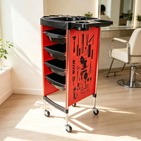 Chariot de Salon Commercial Moderne en Acier Inoxydable avec 4 Roues, Chariot de Rangement Polyvalent pour Salons de Coiffure et Barbiers
