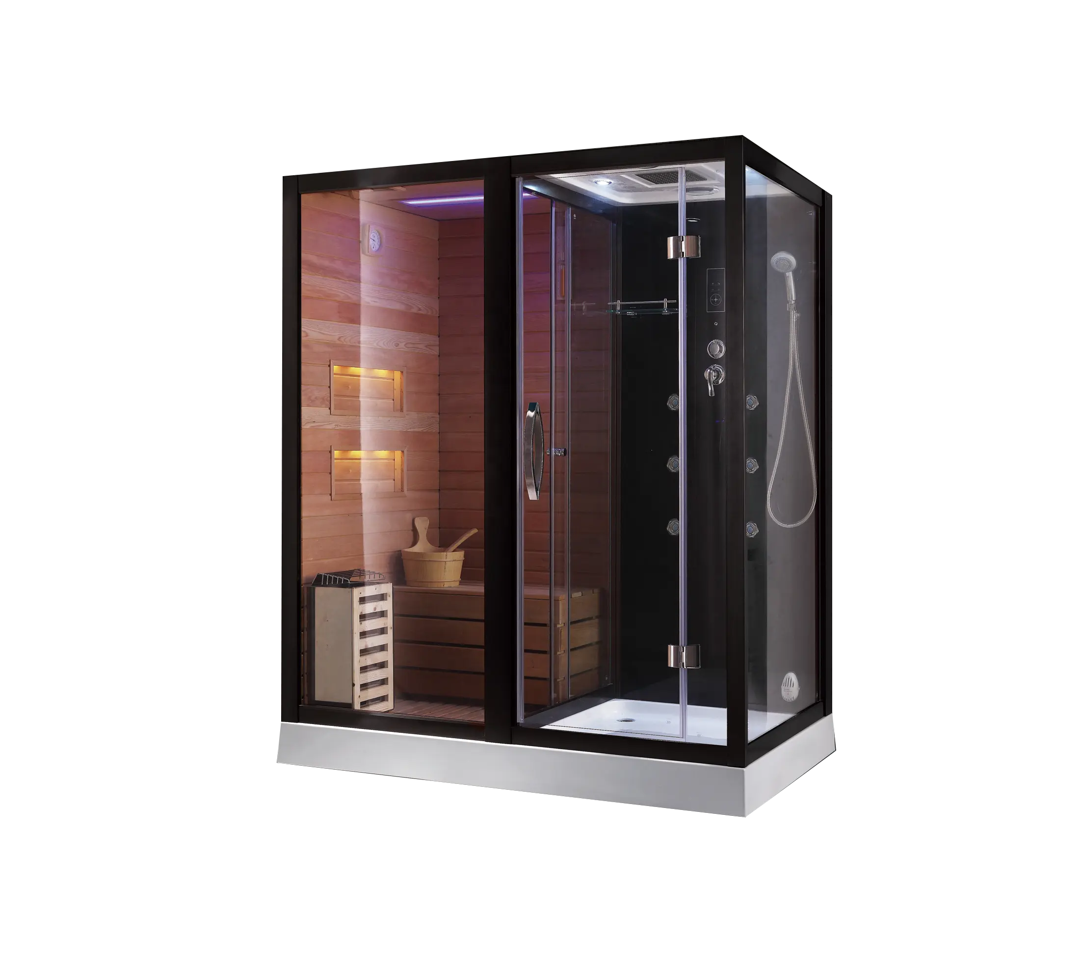 Luxury Indoor Traditional Home Sauna Dry And Wet Steam Shower Room Combined Unit