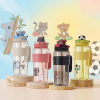 Gobelet en plastique PC transparent imprimé koala, 1200 ml, double bec verseur, écologique, réutilisable, avec bouchon de paille sûr pour les aliments