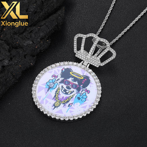 New Arrivals Crown Hook Custom Photo Pendant <b>Memory</b> <b>Gift</b> Big Round Custom Picture Pendant - Product Image 5