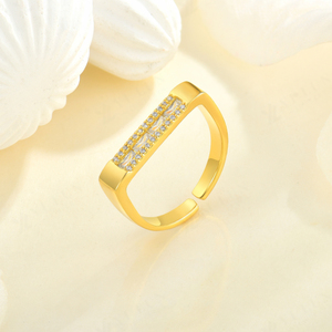 Elegante anillo ajustable chapado en oro, Joyería Moderna, piedras CZ, anillo de Plata de Ley 925 para mujer - Product Image 2