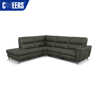 MANWAH CHEERS Wohnzimmer-Möbelset Elektrisches Relaxsofa Zero Wall Echtleder Modulares Ecksofa mit Stauraum Chaiselongue