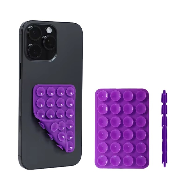 Factory Wholesale Self-Adhesive Silicone 24 Cups Double Side with Flexibility Non-Slip Silicone Suction Mobile Phone Stand