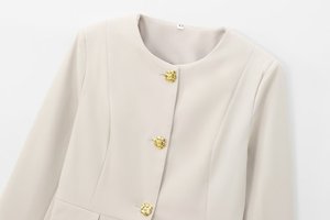 Traje de 2 piezas para mujer, nuevo vestido de oficina a la moda, traje con botones exquisitos, chaqueta <span class=keywords><strong>Retro</strong></span> de manga larga + traje de Pantalón recto de cintura media - Product Image 3