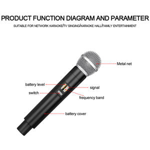 Micrófono Dinámico Profesional T10, Inalámbrico UHF de 2 Canales, Portátil, Patrón Polar Cardioide, Metálico, con Cancelación de Ruido - Product Image 2