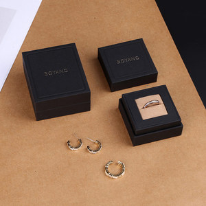 Boyang Custom Design Luxury Gift Paper <b>Black</b> Earing Ring <b>Boxes</b> Jewellery Packaging - Product Image 1