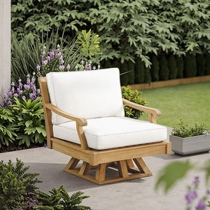 <span class=keywords><strong>Sedia</strong></span> Girevole in Legno di Teak Massiccio per Esterni, Arredamento da <span class=keywords><strong>Giardino</strong></span> Moderno con Cuscini Confortevoli - Product Image 4