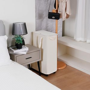 Trắng Cán có thể gập lại giặt lưu trữ giỏ cản trở hẹp giặt cản trở với bánh xe, mỏng cán giặt cản trở với nắp - Product Image 4