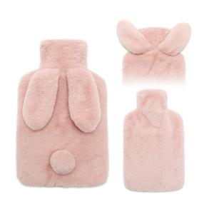 Bouteille réutilisable de haute qualité avec oreilles de lapin mignonnes, bouteille d'eau chaude de différentes tailles au choix avec housse - Product Image 1