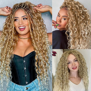 Extensions de cheveux synthétiques en fibres protéinées bio, résistantes à la chaleur, bouclées, en fibres bio organiques, tresses au crochet naturelles, en paquet - Product Image 5