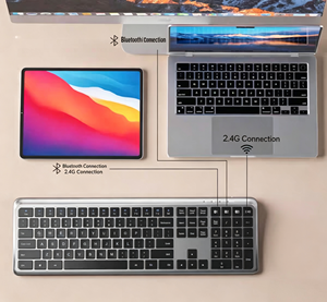 Clavier Bluetooth en gros pour distributeurs, appairage multi-appareils, clavier sans fil double mode Bluetooth et 2,4 GHz - Product Image 1