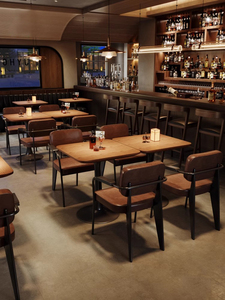Ensemble table et chaises de style rétro américain pour petit bistrot, café, restaurant commercial Qingba, thème occidental, <span class=keywords><strong>bar</strong></span>, style tendance sur internet, solide - Product Image 4