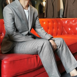 Ensemble de <span class=keywords><strong>costume</strong></span> en laine pied-de-poule sur <span class=keywords><strong>mesure</strong></span> - Vêtements formels classiques pour hommes, coupe ajustée, smoking de marié, <span class=keywords><strong>costume</strong></span> de bureau slim fit - Product Image 6